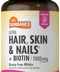 Sundance Hair Skin & Nails Vitamins 5000Mcg 60 Coated Caplets With Biotin And Collagen Nongmo & Gluten Supplement