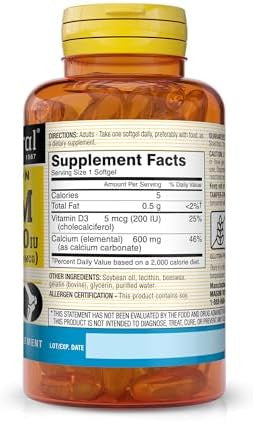 Mason Natural Fast Absorption Calcium With Vitamin D3 Strengthens Muscle Function Supports Healthy Bones And Overall Health 60 Softgels