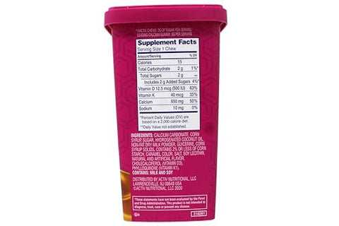 Viactiv Max Formula Calcium +Vitamin D3 Supplement for Bone Health Rich Caramel 100 Soft Chews 4 Pack
