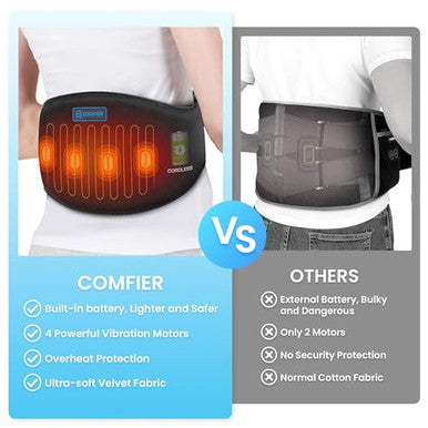 Comfier Cordless Back Heating Pad For Back PainLower Back Massager3 Massage Modes & 2 Vibration IntensityAuto Shut OfExtend To 58"