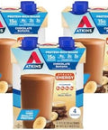 Atkins Chocolate Banana Protein Shake 15G Protein & Dark Chocolate Royale Protein Shake 15G Protein Low Glycemic 2G Net Carb 1G Sugar Keto Friendly 12 Count