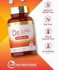 Carlyle Chewable Vitamin D3 2000 IU (50mcg) 180 Chewable Tablets Berry Flavor Vegetarian NonGMO and Gluten Free Supplement