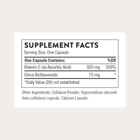 Thorne - Vitamin C 500 Mg - Blend Of Vitamin C And Citrus Bioflavonoids From Oranges - Supports Immune System Cellular Energy Production & Collagen Synthesis - Third-Party Certified 90 Servings