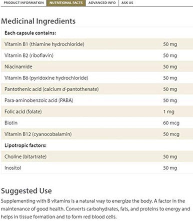 Natural Factors Vitamin B Hi Potency Complex 210 Capsules