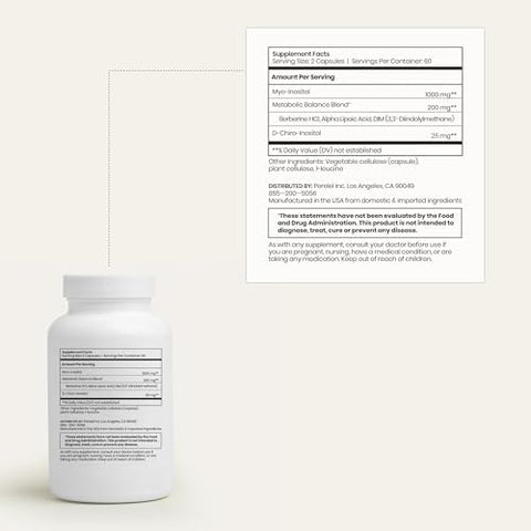 Perelel Hormone Balance Support Womens Inositol Supplement with Berberine Myo and D Chiro Inositol Alpha Lipoic Acid and Dim to Support Female Health Soy Dairy and Gluten Non GMO 120 Capsules