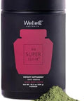 Welleco The Super Elixir Daily Greens Powder Probiotic Drink Mix With Whole Foods Gluten Vegan Gut Health Powder Energy Immunity Healthy Skin Hair & Nails (Jar Blood Orange)
