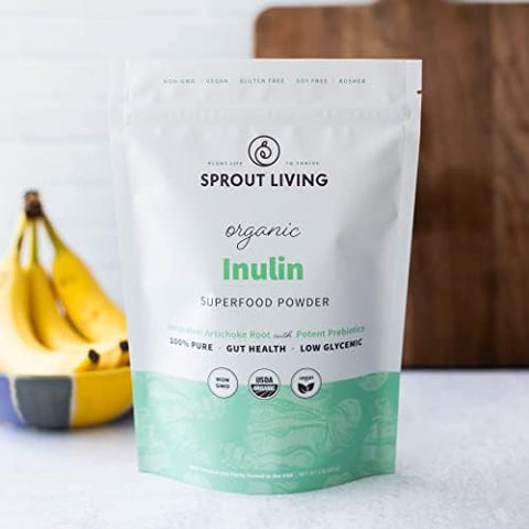 Sprout Living Organic Inulin With Fos Prebiotic Powder Soluble Fiber For Leaky Gut Bloating Digestion Feed Friendly Bacteria (Probiotics) 1 Scoop Daily 1 Lb (90 Servings)