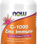 NOW Foods Supplements, C-1000 and Zinc Immune, Seasonal Support Formula Antioxidant Protection 180 Veg Capsules