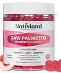Natisland Saw Palmetto For Women Gummies Organic Saw Palmetto With Pumpkin Seed Oil For Hair Growth Dht Blocker & Urinary Health Sugar Free Vegan Peach Flavor 60 Chewable