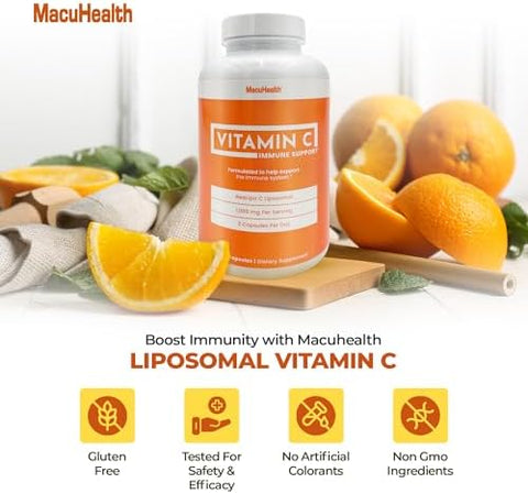 MacuHealth Liposomal Vitamin C 1000MG Per Serving High Bioavailablity Vitamin with FatSoluble Antioxidants and Enhanced Absorption 3 Month Supply