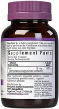 Bluebonnet Nutrition Chelated Iron 18 Mg Nonconstipating Iron Soy Gluten Nongmo Kosher Dairy Vegan 90 Vegetable Capsules 90 Servings