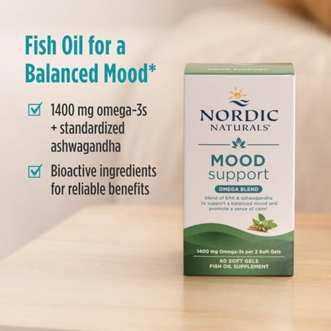 Nordic Naturals Mood Support Omega Blend - Unflavored - 60 Soft Gels - 1400 Mg Omega-3 Supplement With Epa & Dha - Promotes Balanced Mood And Serenity - Non-Gmo 30 Servings