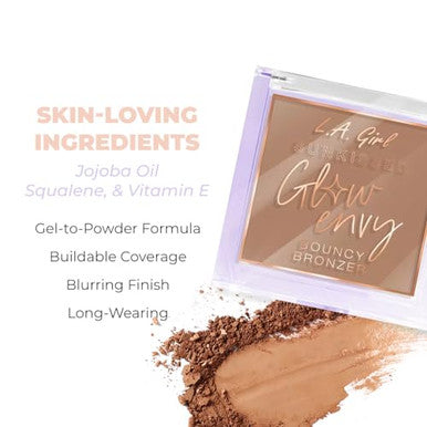 L.A. Girl Glow Envy Bouncy Bronzer For Women Sunkissed Glow Bronzer For Makeup With Goodness Of Jojoba Oil Squalene & Vitamin E Longwearing Natural Airbrushed Finish Bronzer (Pack Of 1