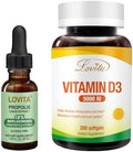 Lovita Bee Propolis Liquid Extract and Vitamin D3 Softgel Nutrient Supplement Bundle