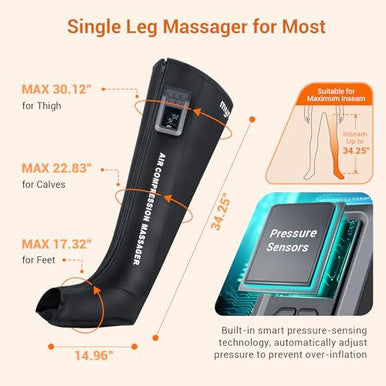 Mynt Full Leg Air Compression Massager Sequential Cordless Compress Therapy Machine For Circulation Pain Relief Rechargeable Leg Massage Recovery System With Multiple Modes & Intensities For Athlete