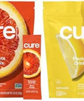 Cure Hydration Bundle Plantbased Electrolyte Drink Mix No Added Sugar Fsahsa Dehydration Relief Powder Made With Coconut Water Vegan 28 Packets Blood Orange & Lemonade