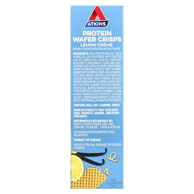 Atkins Anytime Snacks Protein Wafer Crisps Lemon Creme 5 Bars 1.27 Oz (36 G) Each