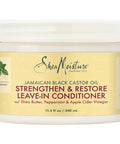 Shea Moisture Leave In Conditioner 100% Pure Jamaican Black Castor Oil Strengthen & Restore For Healthy Hair Growth Vitamin E Curly Hair Products Safe For Hair Color Family Size 11.5 Oz