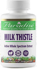 Paradise Herbs Milk Thistle Active Whole Spectrum Extract Super Potent Ultra Pure Vegan Non Gmo Gluten 120 Vegetarian Capsules