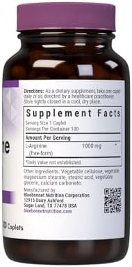 Bluebonnet Larginine 1000 Mg Vitamin Capsules 100 Count