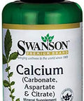 Swanson Calcium (Carbonate Aspartate & Citrate) 500 Milligrams 100 Tabs (4 Pack)