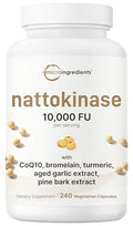 Micro Ingredients Nattokinase 10000 Fu Per Serving (Natural Natto Extract) 240 Vegetarian Capsules With Coq10 Turmeric Aged Garlic & Pine Bark Extract Non-Gmo Lab Tested Cgmp Manufactured