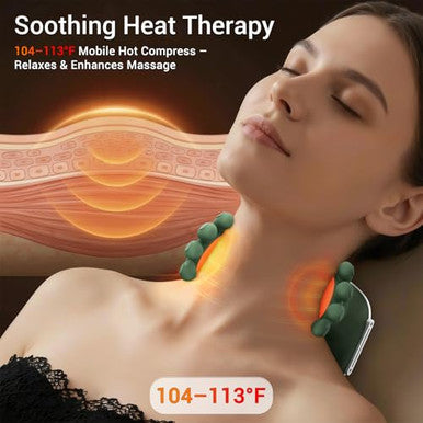 Cottonhk Neck Massager With Heat Bionic Deep Tissue Shiatsu Kneading Cordless Rechargeable Hands ' Free Wearable For Muscles Home Office Back And Shoulder Massagers With Fingers