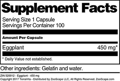 Terravita Eggplant - 450 Mg (100 Capsules, Zin: 520012)