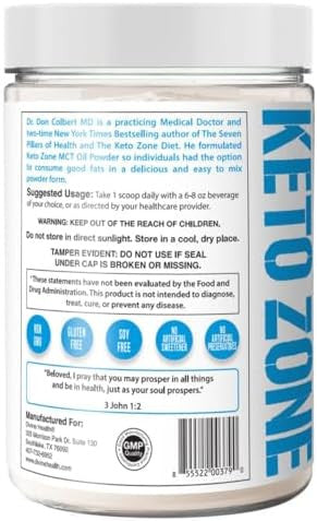 Divine Health Keto Zone Mct Oil Powdercoconut Cream Flavor30 Day Supply75/C8 25/C100 Net Carbs