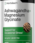 Horbaach Ashwagandha and Magnesium Glycinate 120 Vegan Capsules Support Supplement for Stress NonGMO Gluten Free