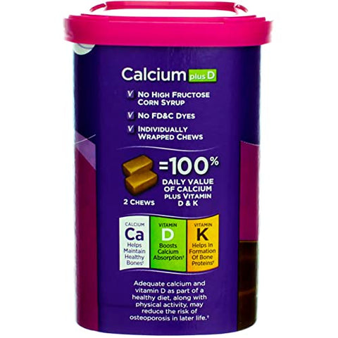 Viactiv Max Formula Calcium +Vitamin D3 Supplement for Bone Health Milk Chocolate 100 Soft Chews 6 Pack