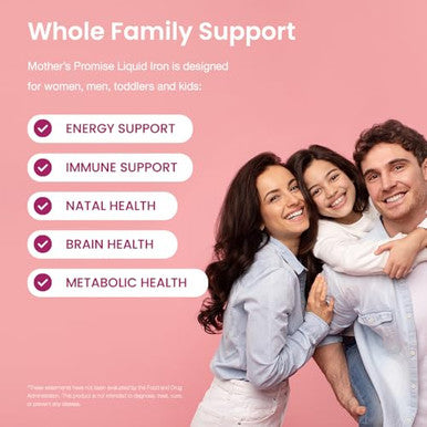 Mother'S Promise Organic Liquid Iron Supplement For Women Men & Kids With Vitamin C | Sugar Free Natural Berry Flavor Non Constipating Vegan Ferrochel Iron Supplements For Healthy Blood Prenatal & Postnatal