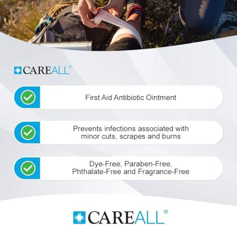 Careall Bacitracin Antibiotic Zinc Ointment (144 Pack) 0.9Gr Foil Packet. First Aid Ointment That Prevents Infections For Minor Cuts Scrapes And Burns