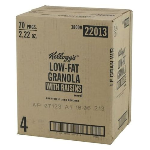 Kellogg's Low Fat Granola Cereal, With Raisins, 2.22oz (70 Count)