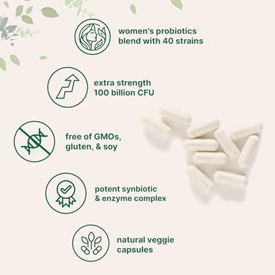 Micro Ingredients Probiotics For Women 100 Billion Cfu With Prebiotics 120 Veggie Capsules Ph Balance Urinary Tract Vaginal & Gut Health Support 40 Strains With Cranberry D-Mannose & More