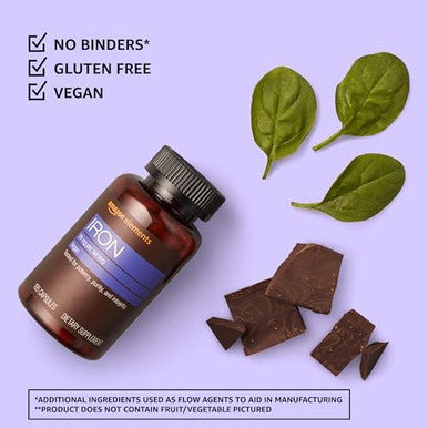 Elements Iron 18Mg Capsules, Supports Red Blood Cell Production, Vegan, 195 Count, 6 Month Supply (Packaging May Vary)