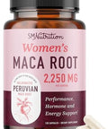 Smnutrition Organic Maca Root Capsules For Women Peruvian Maca 2250Mg Extra Strength Red Black & Yellow Root Powder With Black Pepper Herbal Supplement To Support Energy & Hormone Balance 120 Ct