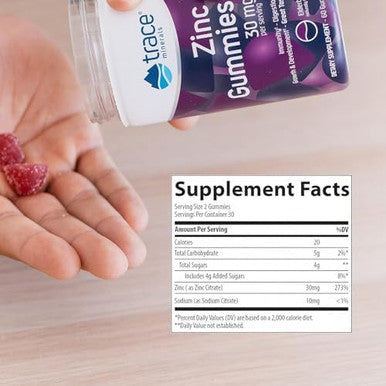 Trace Minerals Zinc Gummies - Chewable Zinc Supplement With Elderberry - Supports Immune System Health - Supplement To Aid Healthy Digestion & Development - Elderberry, 60 Gummies (30 Servings)