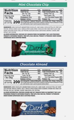 The Kitchen Queen Variety Pack Dark Protein Bars "Made For Nugo Nutrition " 12 Count " Flavors: Pretzel Mint Chocolate Chip Mocha Peanut Butter Coconut Chocolate Chipor Almond " Kosher Pareve Dairy Vegan Gluten "The Kitchen Queen" Packaging
