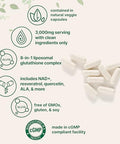 Micro Ingredients Liposomal Reduced Glutathione Complex 3000Mg - 8 In 1 Advanced Glutathione Supplement With Nad Resveratrol Quercetin Alpha Lipoic Acid & Vitamin C 120 Vegetarian Caps