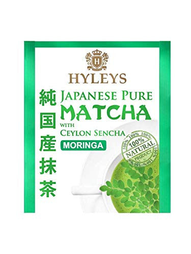 Hyleys Matcha Tea Bags with Moringa Oleifera - 25 Tea Bags (Japanese Pure Matcha Wellness Green Tea)