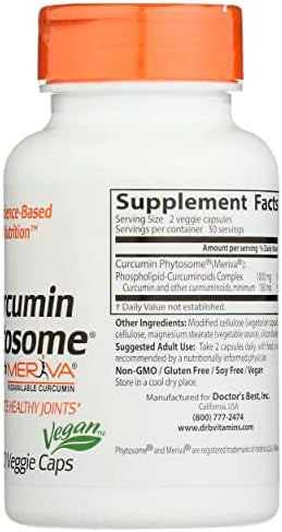 Doctors Best Curcumin Phytosome With Meriva Nongmo Vegan 60 Veggie Capsule (Pack Of 1)