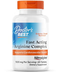 Doctor'S Best Fast Acting Arginine Complex - L Arginine Supplements For Men & Women Helps Nitric Oxide Level Blood Flow & Cardiovascular Health Support 1500 Mg Per Serving Vegan 60 Tablets