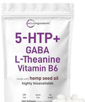 Micro Ingredients 5-Htp 200Mg 240 Softgels Extra Strength 5-Hydroxytryptophan Complex With Gaba L-Theanine Vitamin B6 Highly Bioavailable With Hemp Seed Oil Carrier Non-Gmo
