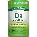 Nature's Truth Vitamin D3 2000 IU Softgels for Adults 150 Count High Potency NonGMO and Gluten Free Supplement High Potency NonGMO and Gluten Free Supplement