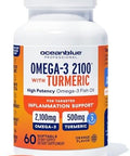 Oceanblue 2100 Triple Strength Omega3 Fish Oil With Turmeric Burpless Omega 3 Combo Supplement With Curcumin Epa Dha Dpa Heart And Joint Support 60 Softgels