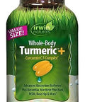 Irwin Naturals Wholebody Turmeric + Curcumin C3 Complex 120 Liquid Softgels With Boswellia Maritime Pine Bark Msm & Rose Hip