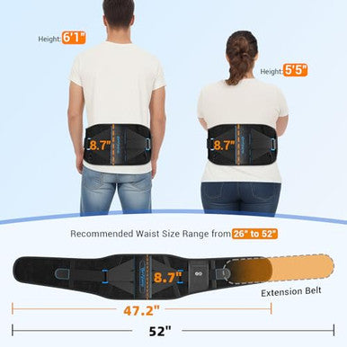 Comfytemp Cordless Heating Pad With Back Brace For Lower Back Fsa Eligible Hsa Portable Wireless Wearable Heated Rechargeable Lumbar Support Fathers Day Dad s 3 Heat 3 Timer 52""(No Massage)