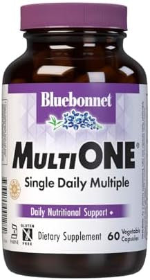 Bluebonnet Nutrition Mult One (With Iron) Daily Nutritional Support Vegetarian Friendly Kosher Gluten Dairy 60 Vegetable Capsules 60 Servings