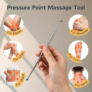 Zjo Acupressure Pen Stainless Steel Reflexology Tool For Face And Body Manual Trigger Point Massage Tool For Deep Tissue Pressure Point Release Professional Lymphatic Drainage For Ear Neck Back